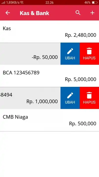 Mengedit atau Menghapus Akun Kas & Bank