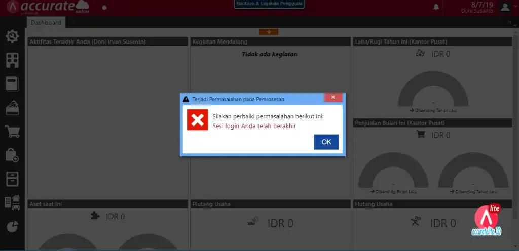 sesi login anda telah habis accurate online