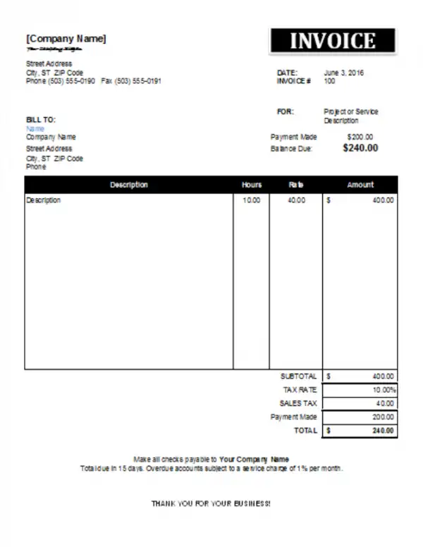 Contoh Retainer Invoice