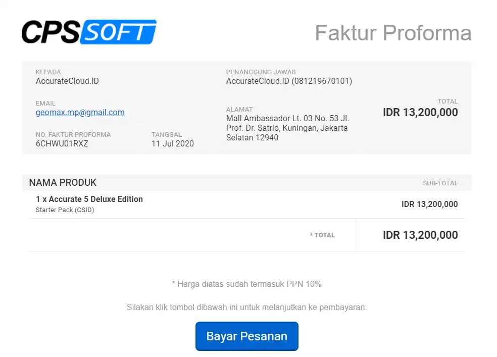 contoh faktur proforma