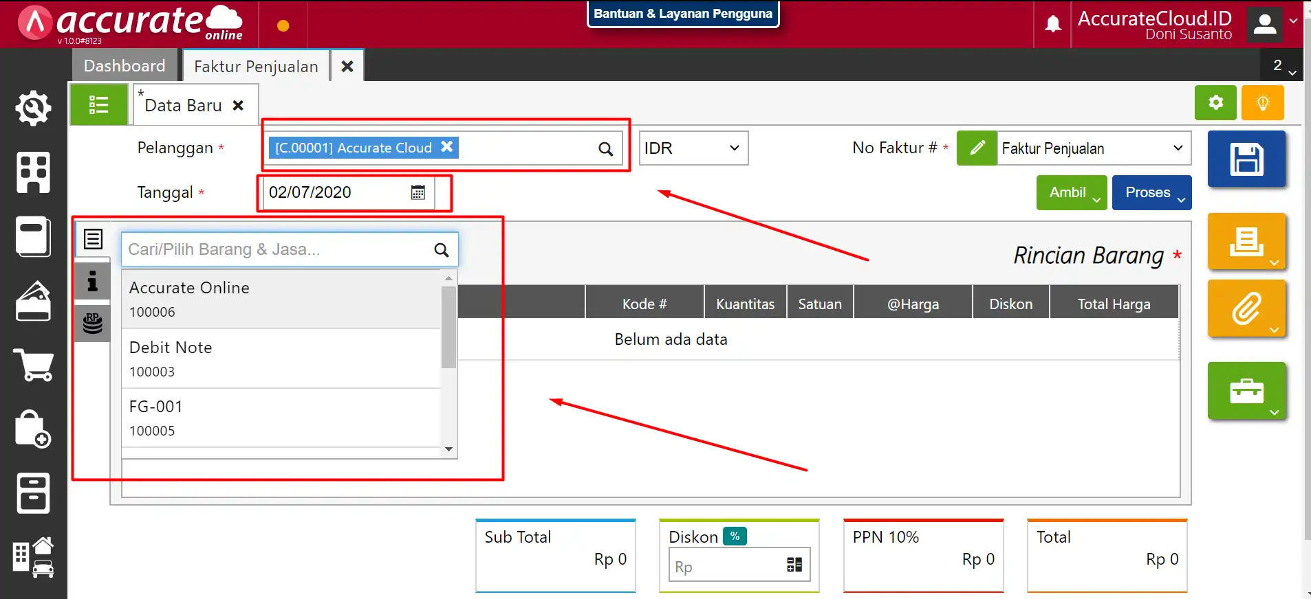 contoh invoice accurate online 2